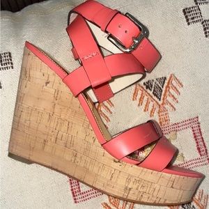 New Coach Wedge Coral Charla Vachetta Sandals 7 💕💕💕 beautiful